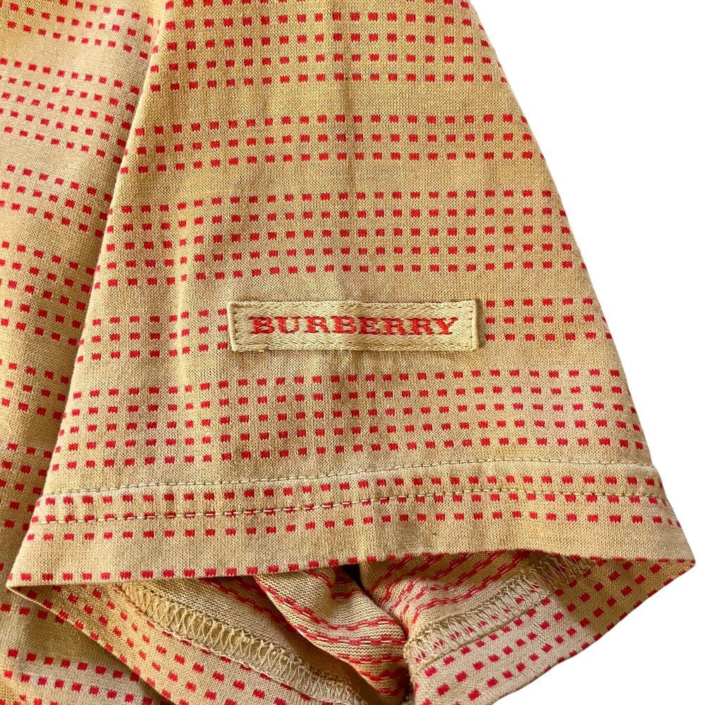 Burberry Golf Y2K Vintage Camel Cotton Red Stripe Womens Polo T-Shirt Top Size M - Picture 9 of 10